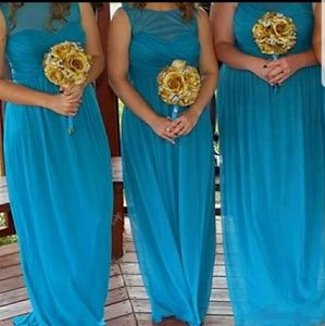 David's Bridal Mesh Illusion Long Dress